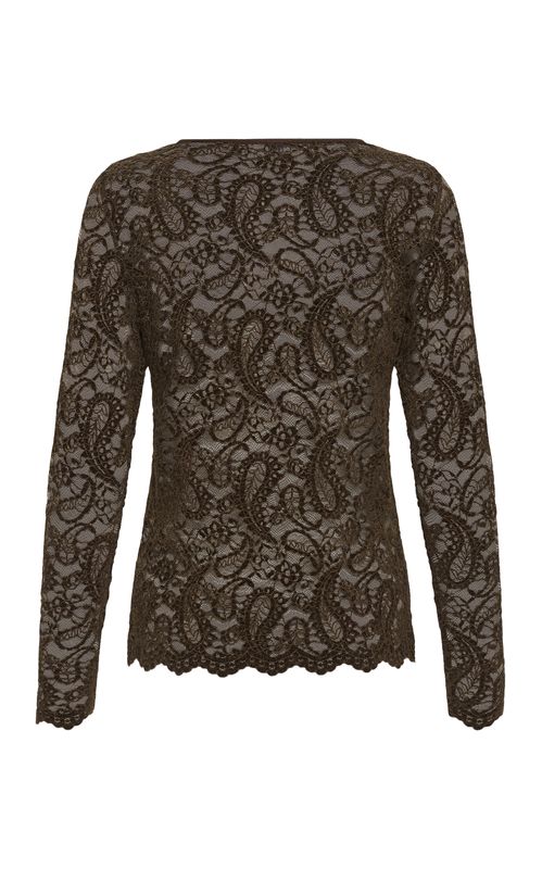 My Essential Wardrobe Salvi LS Lace Blouse Dark Brown