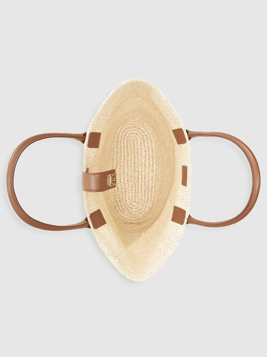 Anine Bing Lou Tote Monogram Natural With Cognac