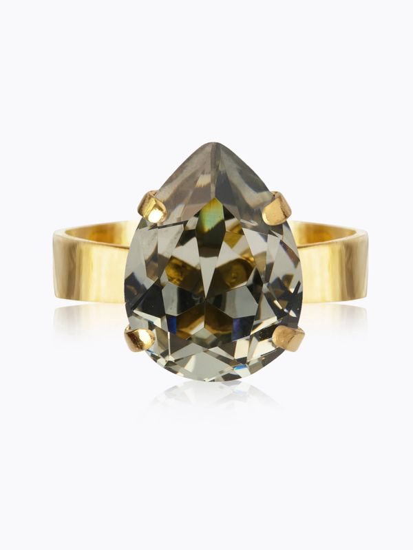 Caroline Svedbom Mini Drop Ring Gold Black Diamond