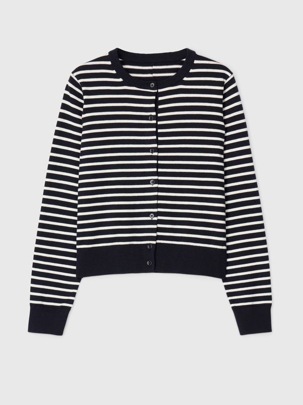 FWSS Cotton Cashmere Cardigan Cream Stripe