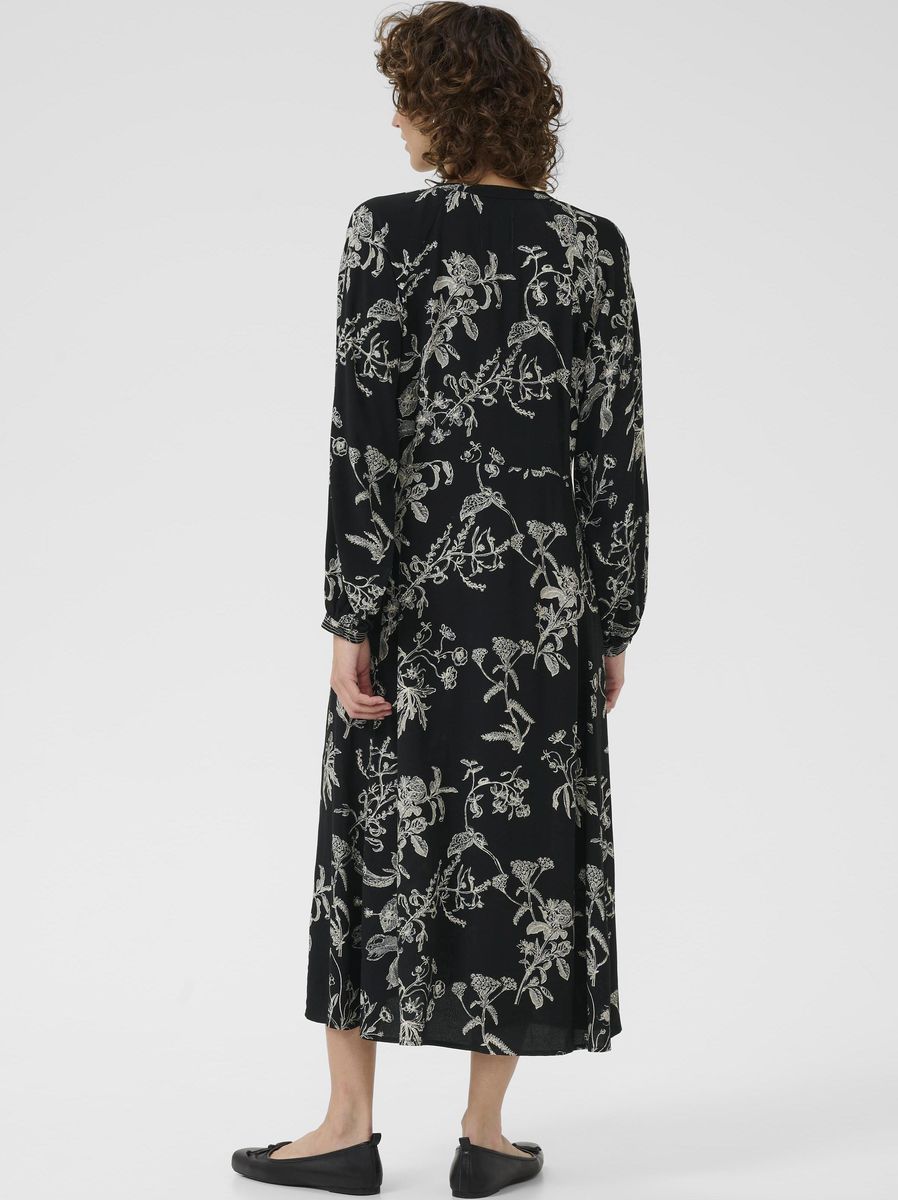 Part Two Sicilia Dress Black Botanical Print