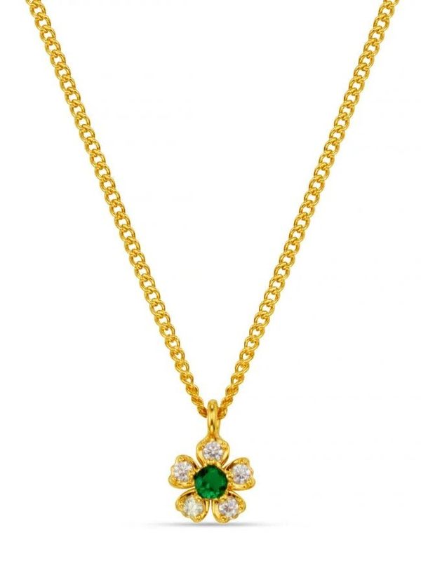 Orelia Crystal & Emerald Flower Necklace Pale Gold