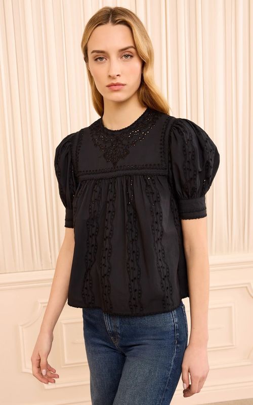Ulla Johnson Una SS Cotton Top Noir