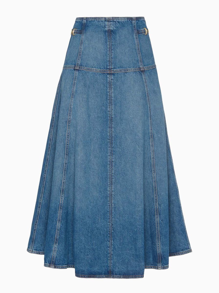 Ulla Johnson The Brigitte Denim Midi Skirt Danube