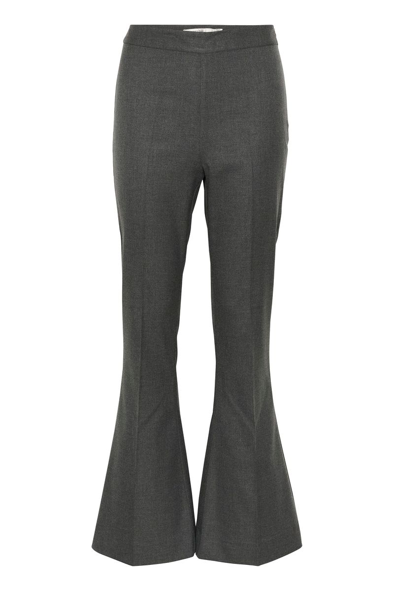 Gestuz Paula Melange HW Flared Pants Dark Grey Melange
