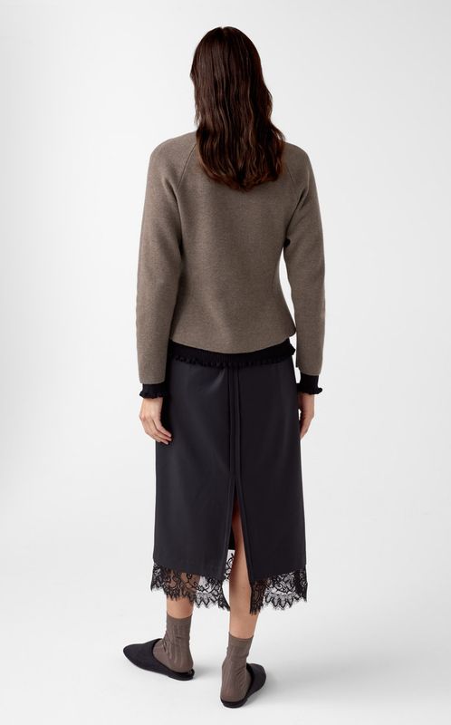  AKS Label Ginny Merino Cardigan Espresso