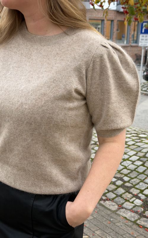 Davida Brushed Puff Sleeve T-Shirt Mink