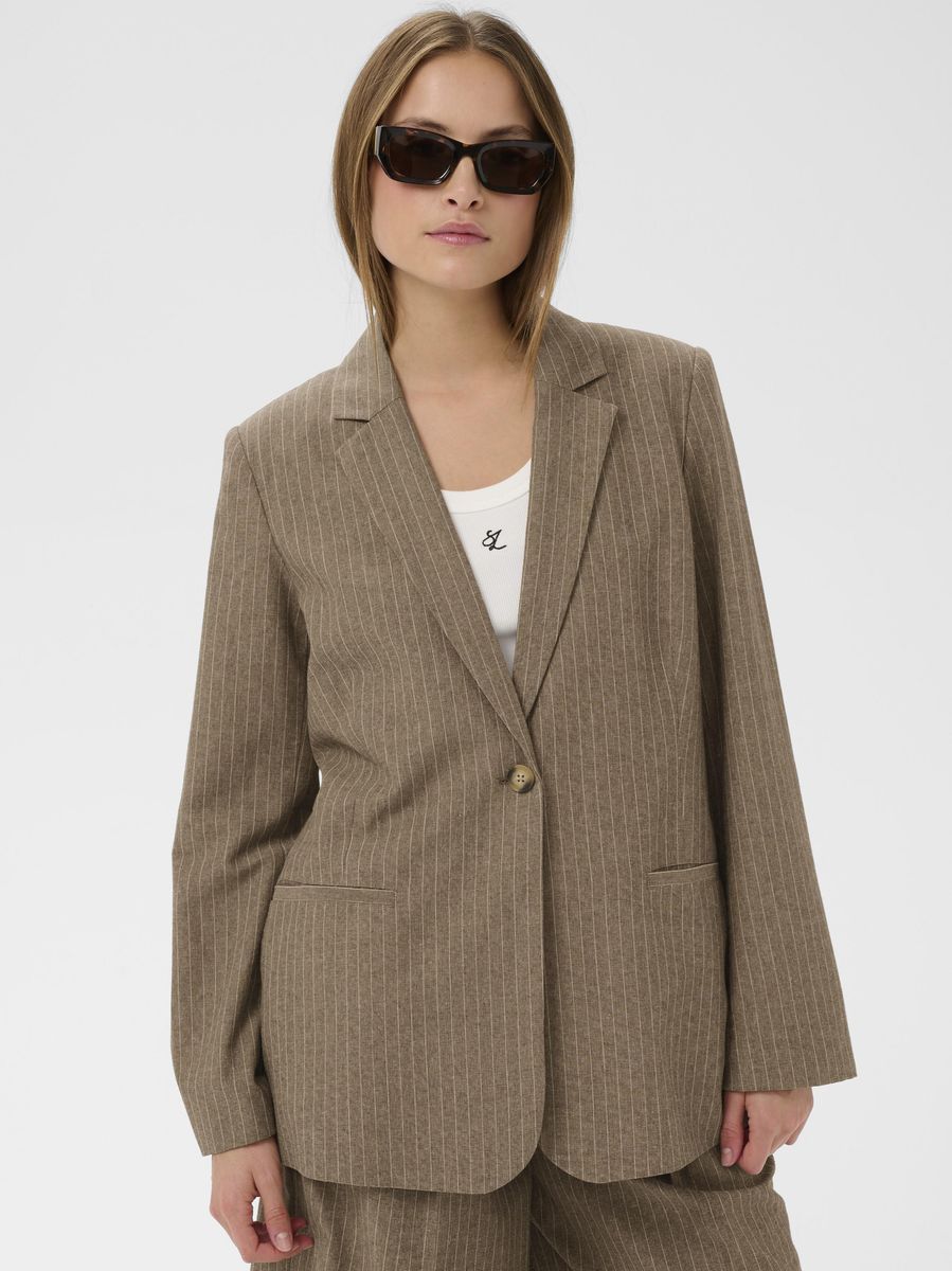 Soaked in Luxury Ginevra Blazer Cappucino Pin Stripe