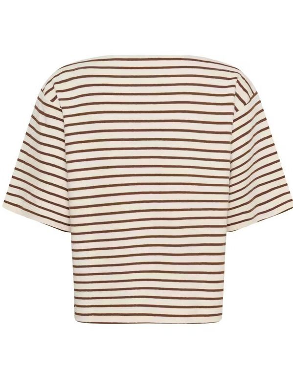 Soaked in Luxury Ingina Sweatshirt White and Cappuccino Stripe
