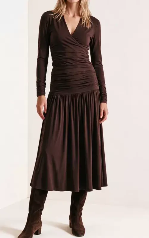 By TiMo Jersey V-Neck Top Brown