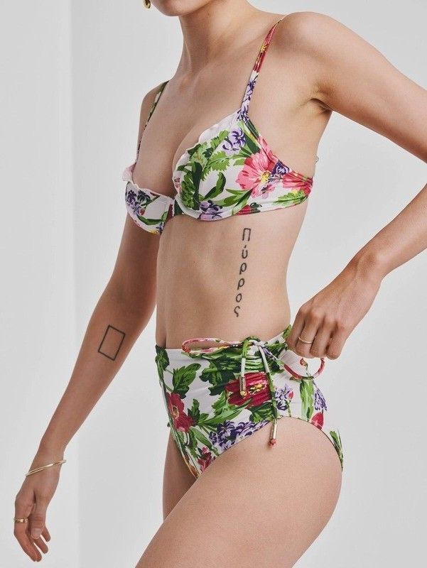 By TiMo High-Waisted Bikini Bottom Daylight Bloom