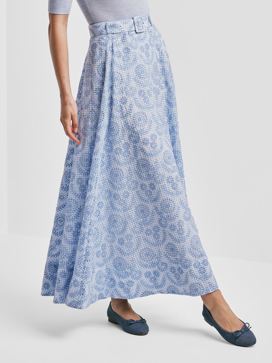 By TiMo Checks Maxi Skirt Light Blue