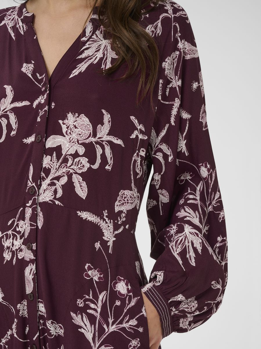 Part Two Sicilia Dress Tawny Port Botanical Print