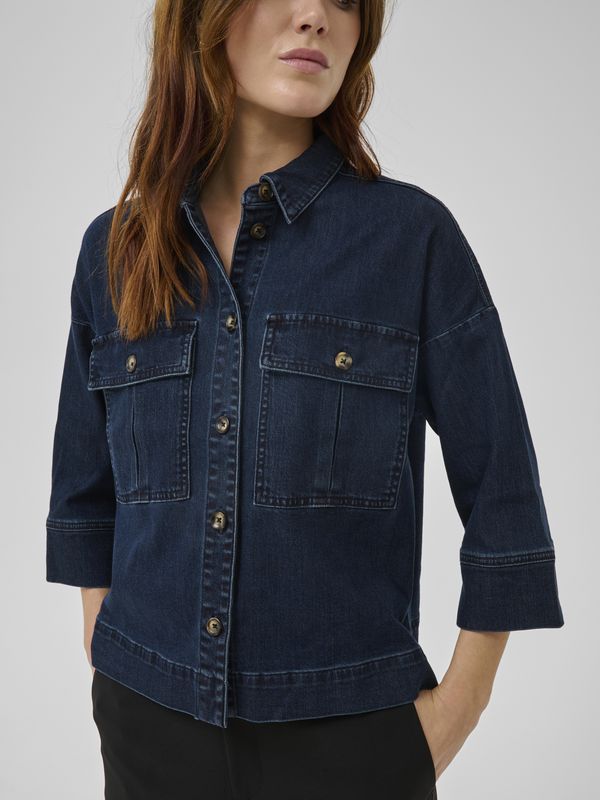 My Essential Wardrobe Lara Short Shirt 115 Dark Blue Un-Wash