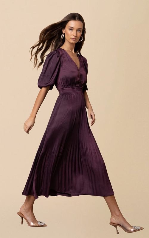 Hale Bob Fleur Solid Dress Plum