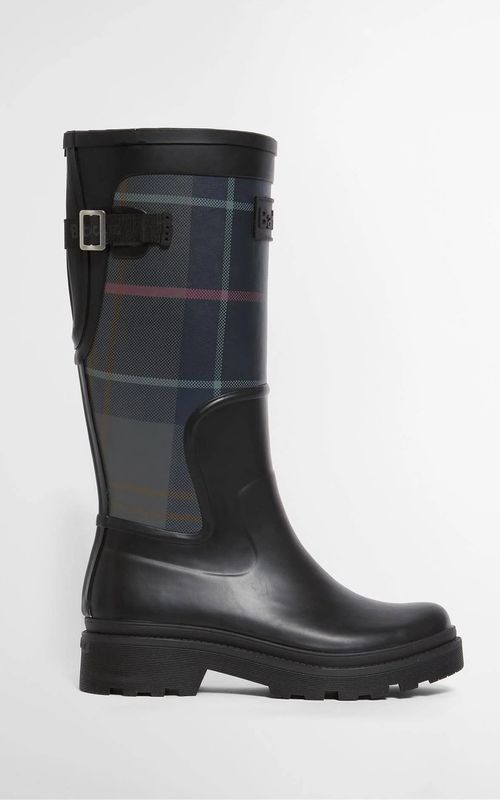 Barbour Dena Tall Wellingtons Black/Shadow Tartan