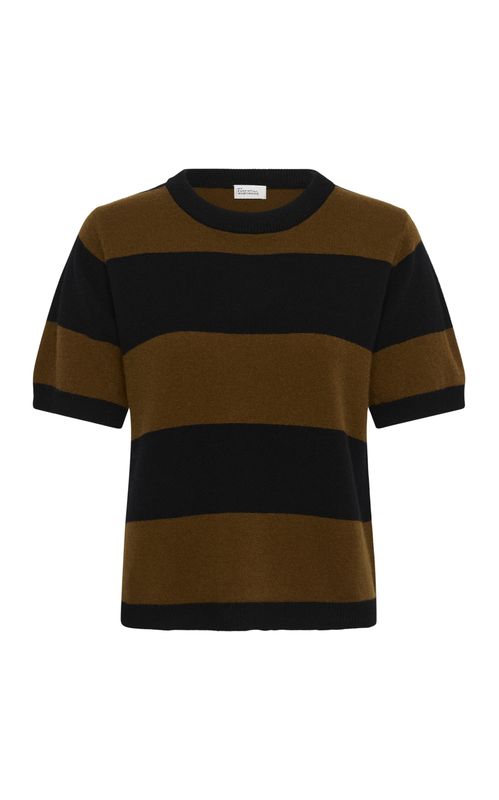 My Essential Wardrobe Jola Knit Pullover SS Bison/Black Stripe
