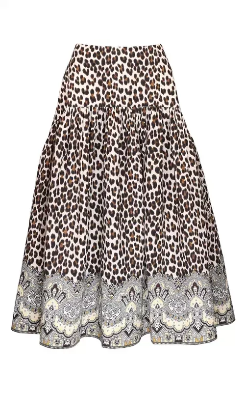 By TiMo Taffeta Midi Skirt Wild Paisley