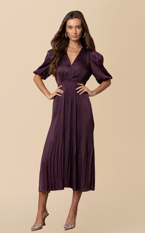 Hale Bob Fleur Solid Dress Plum