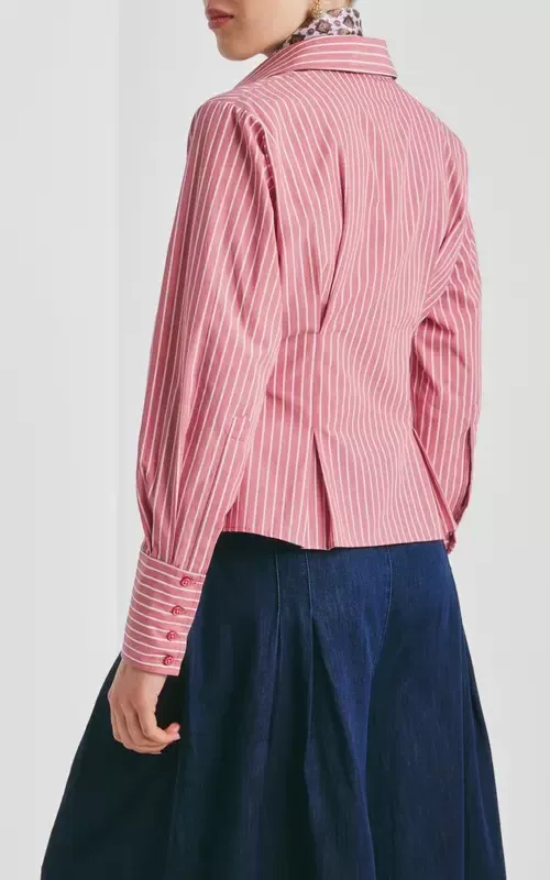 By TiMo Poplin Fitted Shirt White Stripes