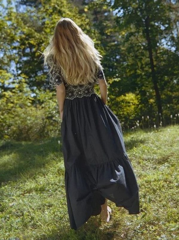 By TiMo Broderie Anglaise Maxi Dress Marine