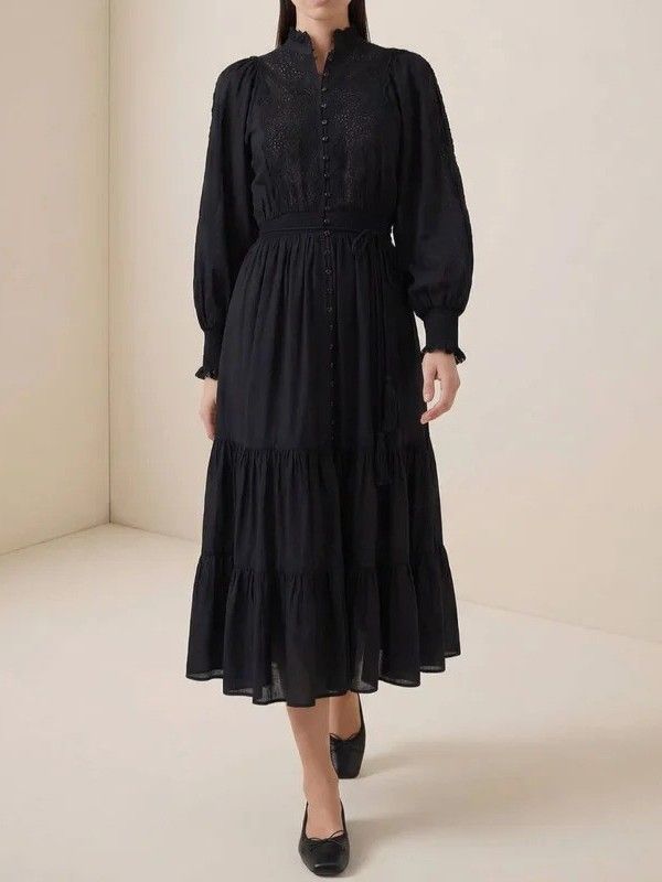 By TiMo Cotton Slub Midi Dress Black