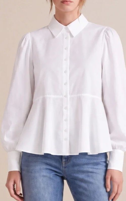 By TiMo Poplin Peplum Blouse White
