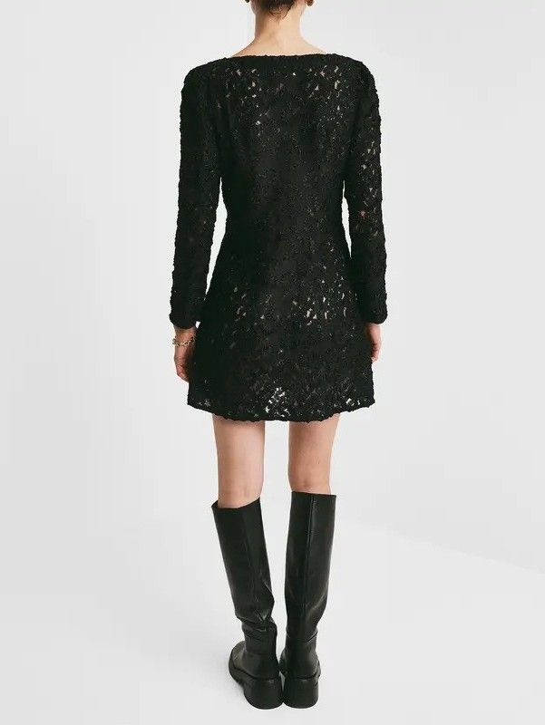 By TiMo Embroidery Lace Mini Dress Black