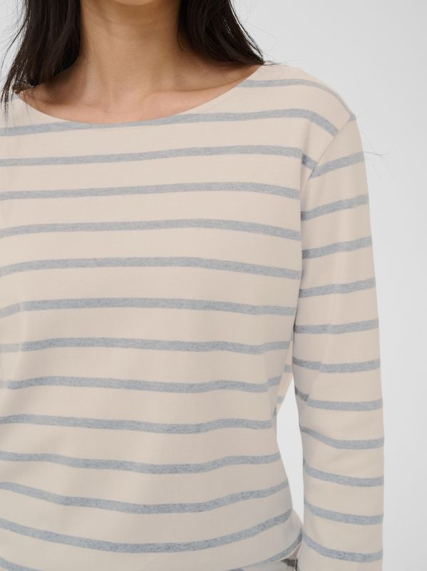 Part Two Nela Top Eggnog/Grey Stripe