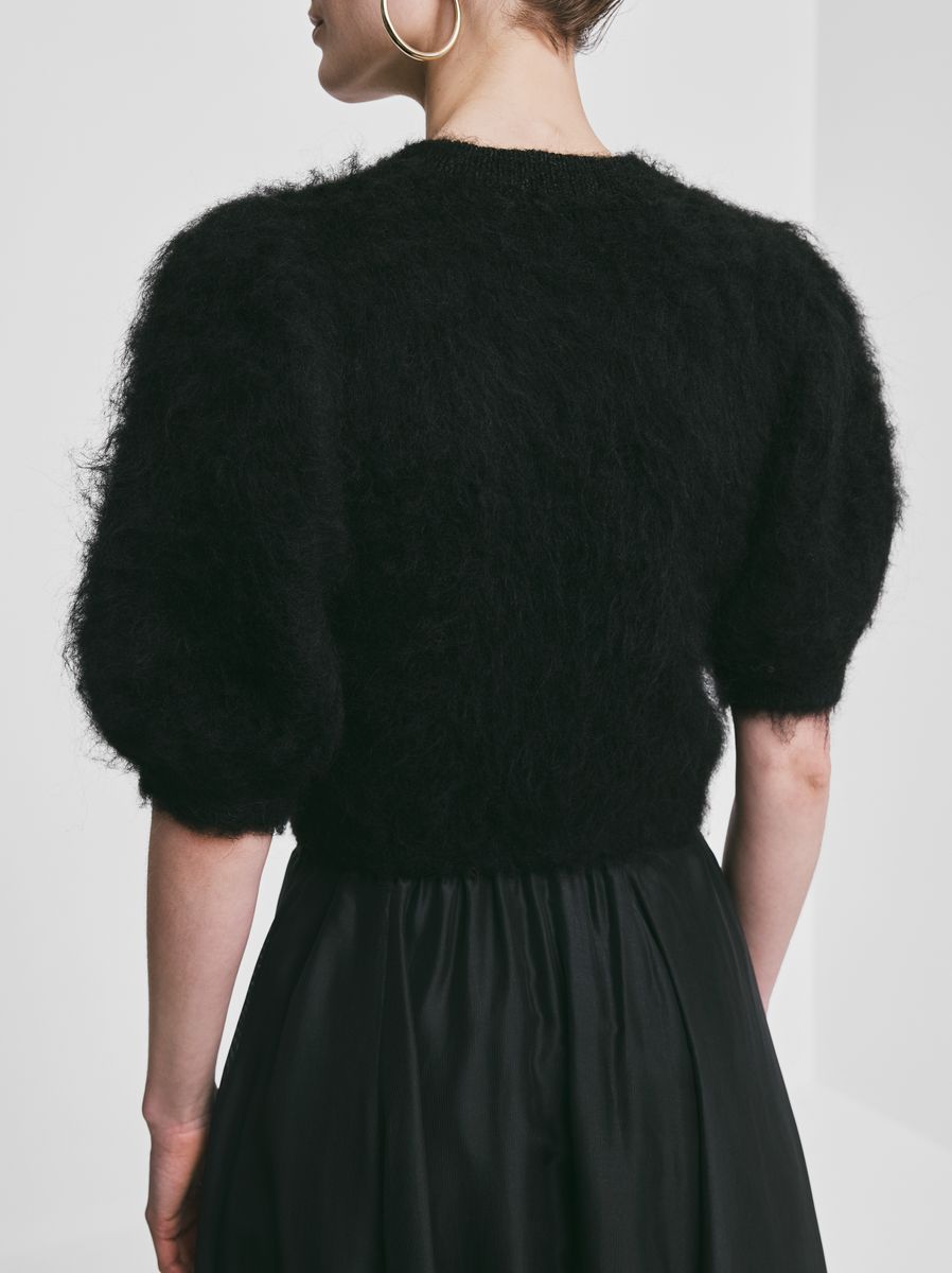 By TiMo Hairy Knit Puffed Jacket Black