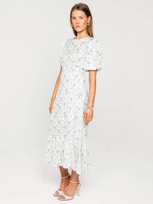MissMaya Johanna Dress Blue Fleur Linen