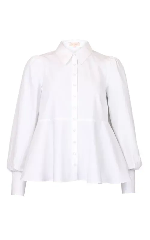 By TiMo Poplin Peplum Blouse White
