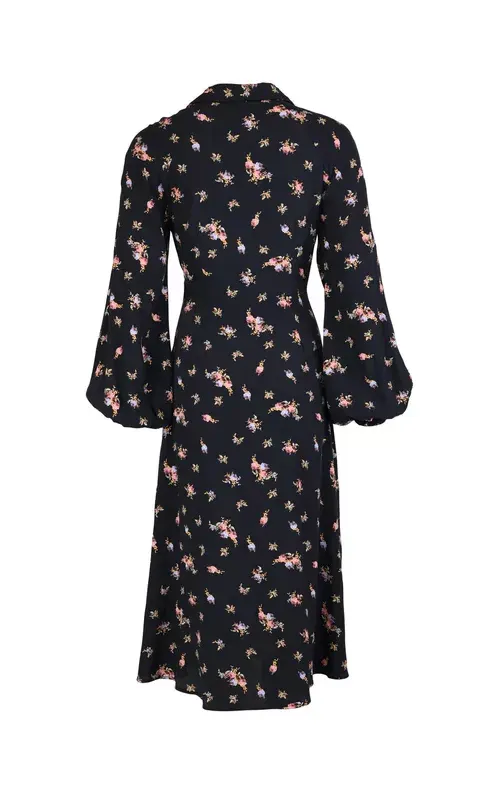 By TiMo Viscose Button-Down Dress Midnight Flowers
