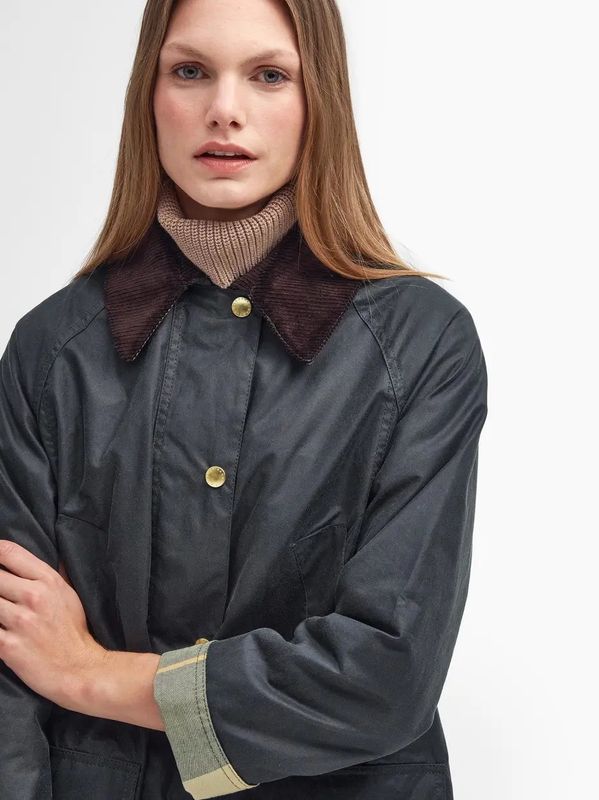 Barbour Long Beadnell Wax Jacket Sage