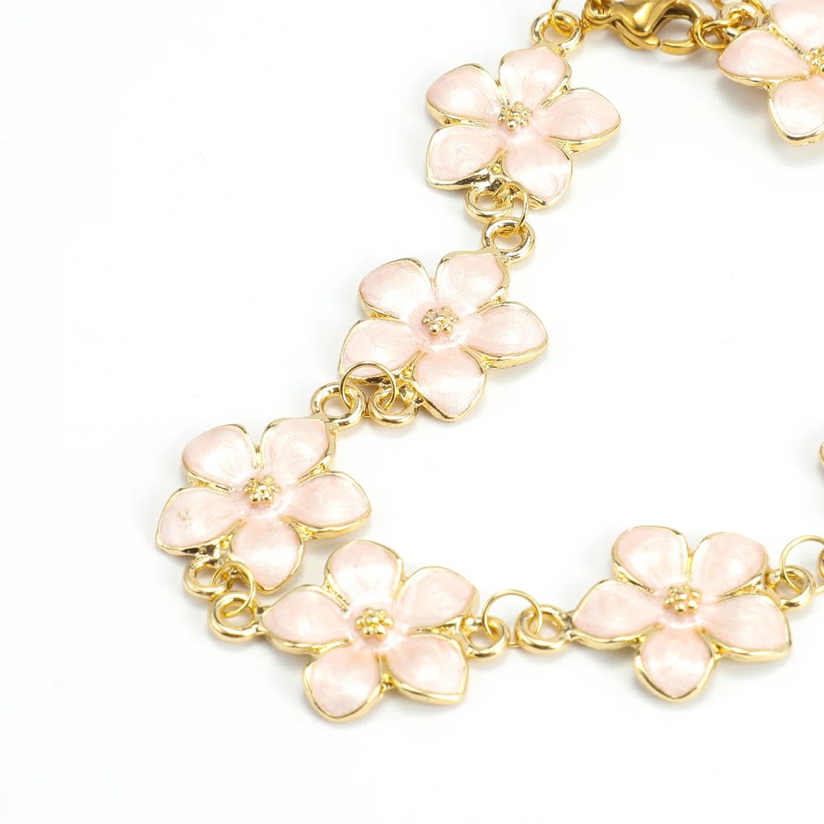 Timi Adeline Pink Enamel Flower Bracelet