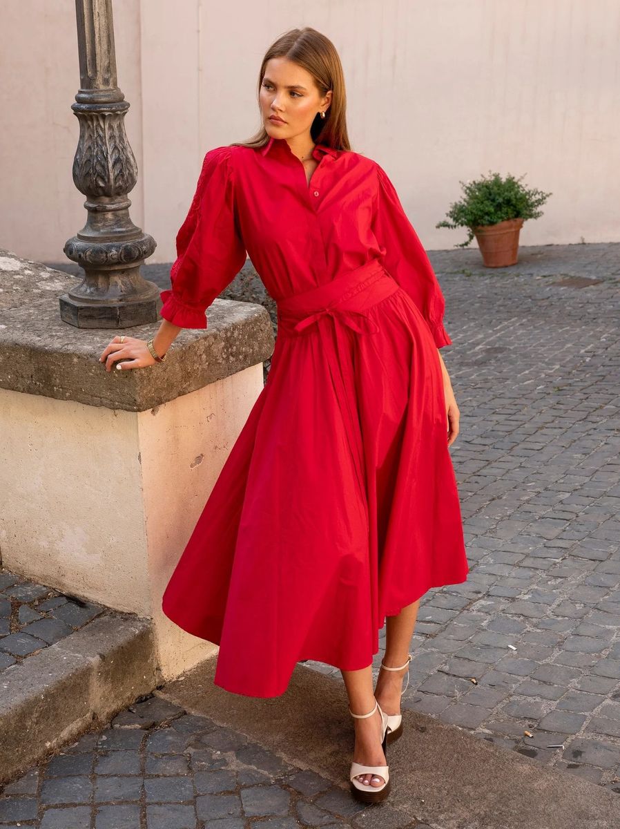 MissMaya Astrid Skirt City Red Poplin