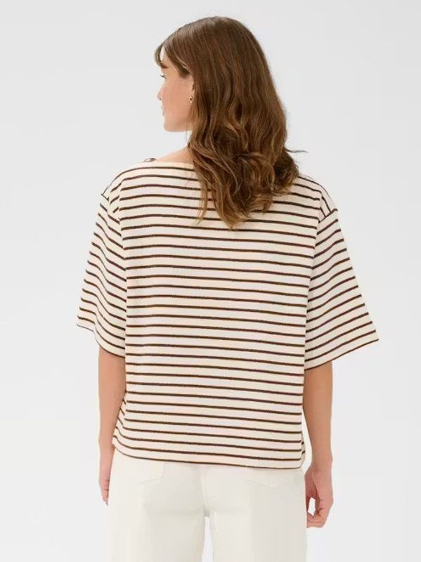 Soaked in Luxury Ingina Sweatshirt White and Cappuccino Stripe