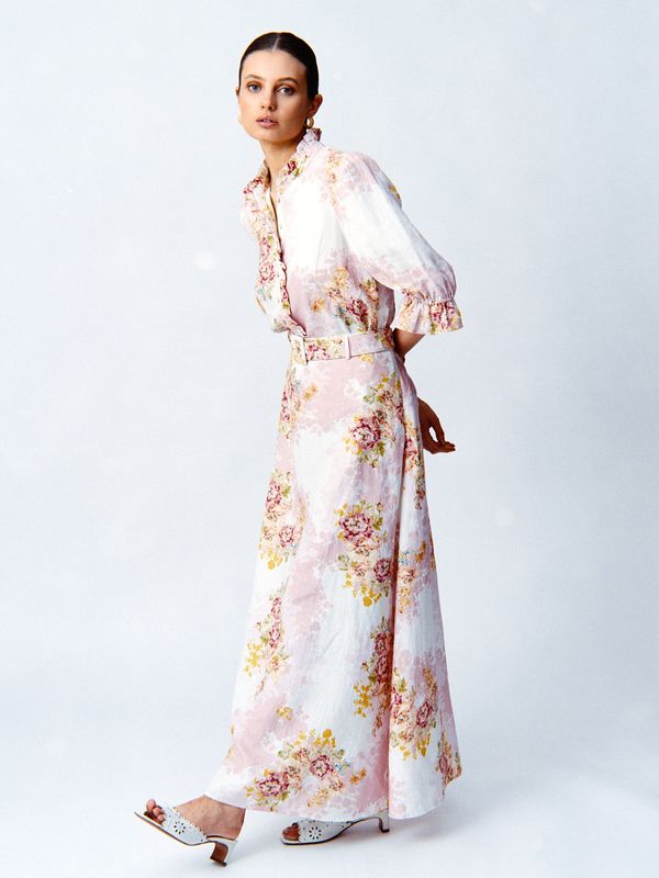 By TiMo Linen Ruffle Blouse Rose Amore