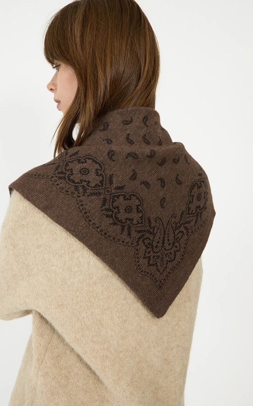 Neo Noir Adelina Paisley Knit Scarf Brown Melange