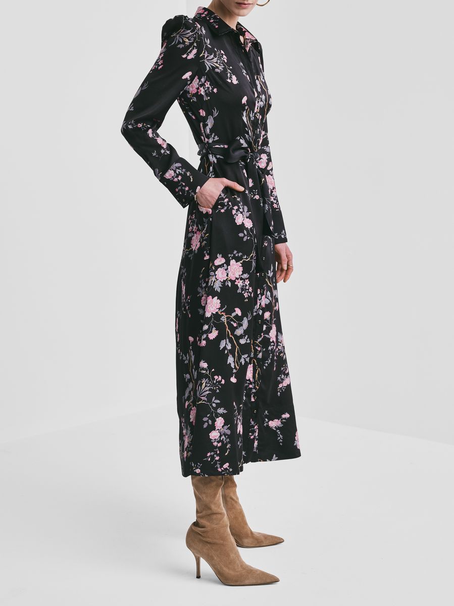 By TiMo Satin Belt Dress Midnight Garden